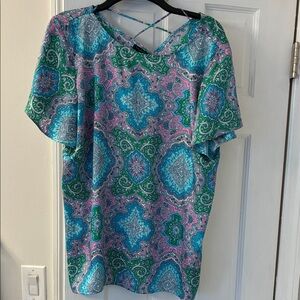 Talbots Blue and Green Paisley Blouse